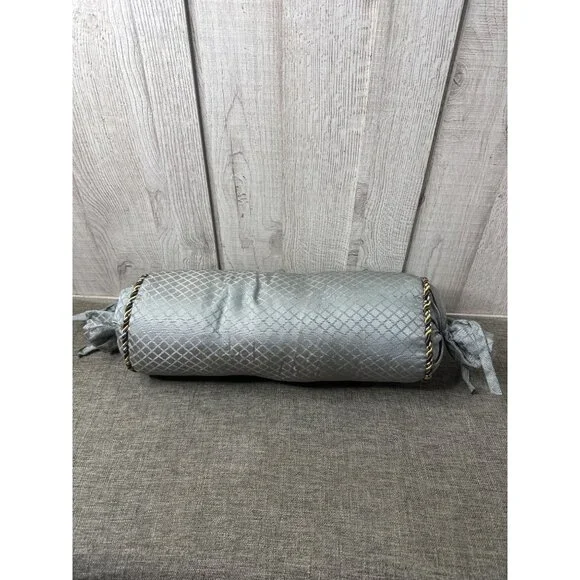 Decorative Pillow Set Jacquard Tapestry Fabric Corded Trim 2 Square and Bolster - Picture 7 of 8